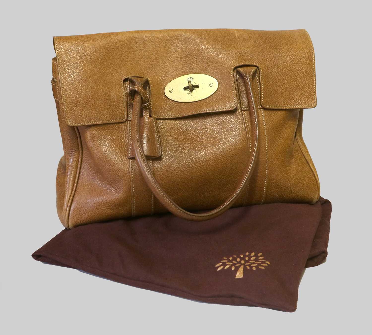 Mulberry Tan Leather Bayswater Tote Bag, with brass hardware, Mulberry 'Postmans Lock', detachable