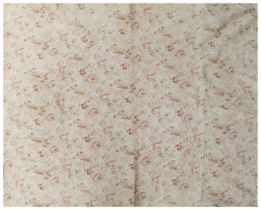 Late 19th Century Whole Cloth Quilt with floral design in pale pinks, small repeat pattern in pink