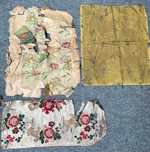 Assorted Late 18th and 19th Century Silk Brocade Remnants in various colours and sizes, (one box) - Image 14 of 21