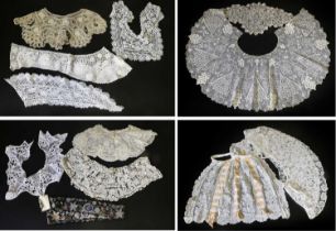 Assorted Mainly Early 20th Century Lace, comprising a lace and ribbon threaded apron, various deep