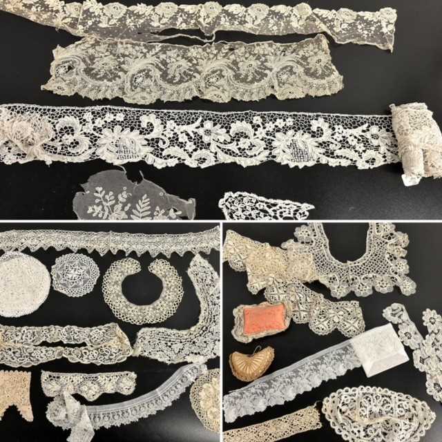 Assorted 19th/Early 20th Century Lace and Other Items including a small lace trimmed pink cotton pin