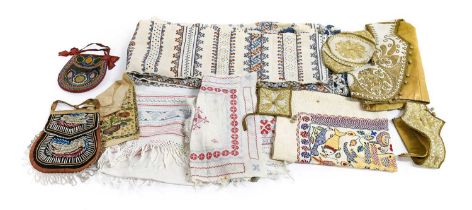 Assorted Eastern European, Ottoman and Other World Textiles, comprising a cream wool waistcoat, cap,