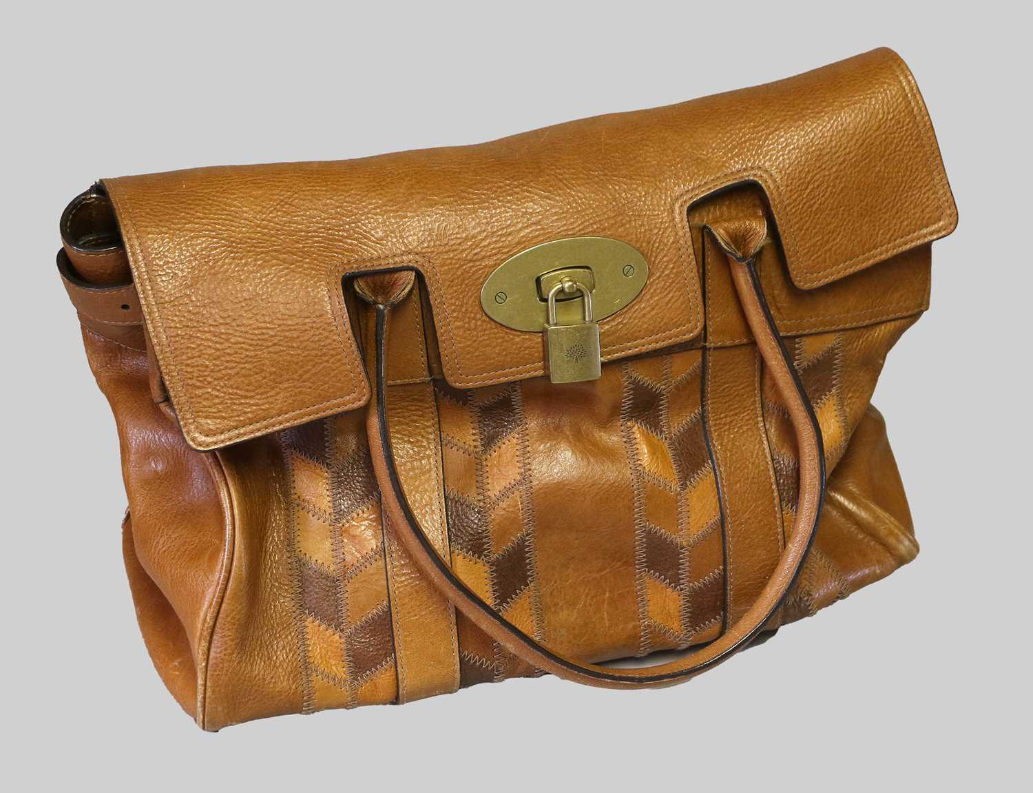 Mulberry Tan Leather Bayswater Rio Patchwork Bag with brass hardware, adjustable tabs and buckles, - Image 11 of 11