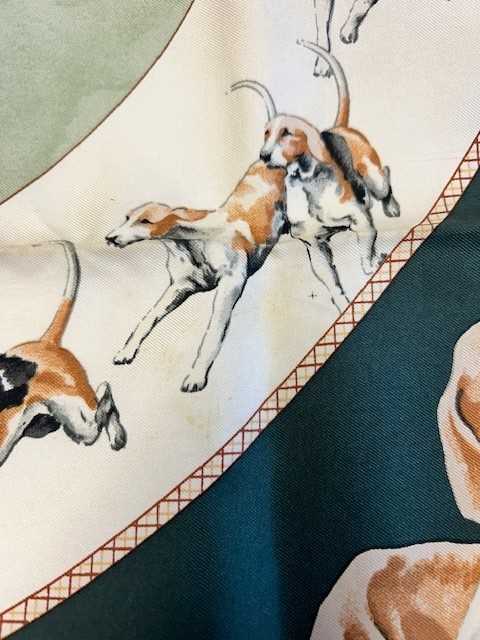 Hermes Silk Scarf Le Poitevin Designed by Hubert de Watrigant, depicting hounds running and standing - Image 3 of 8