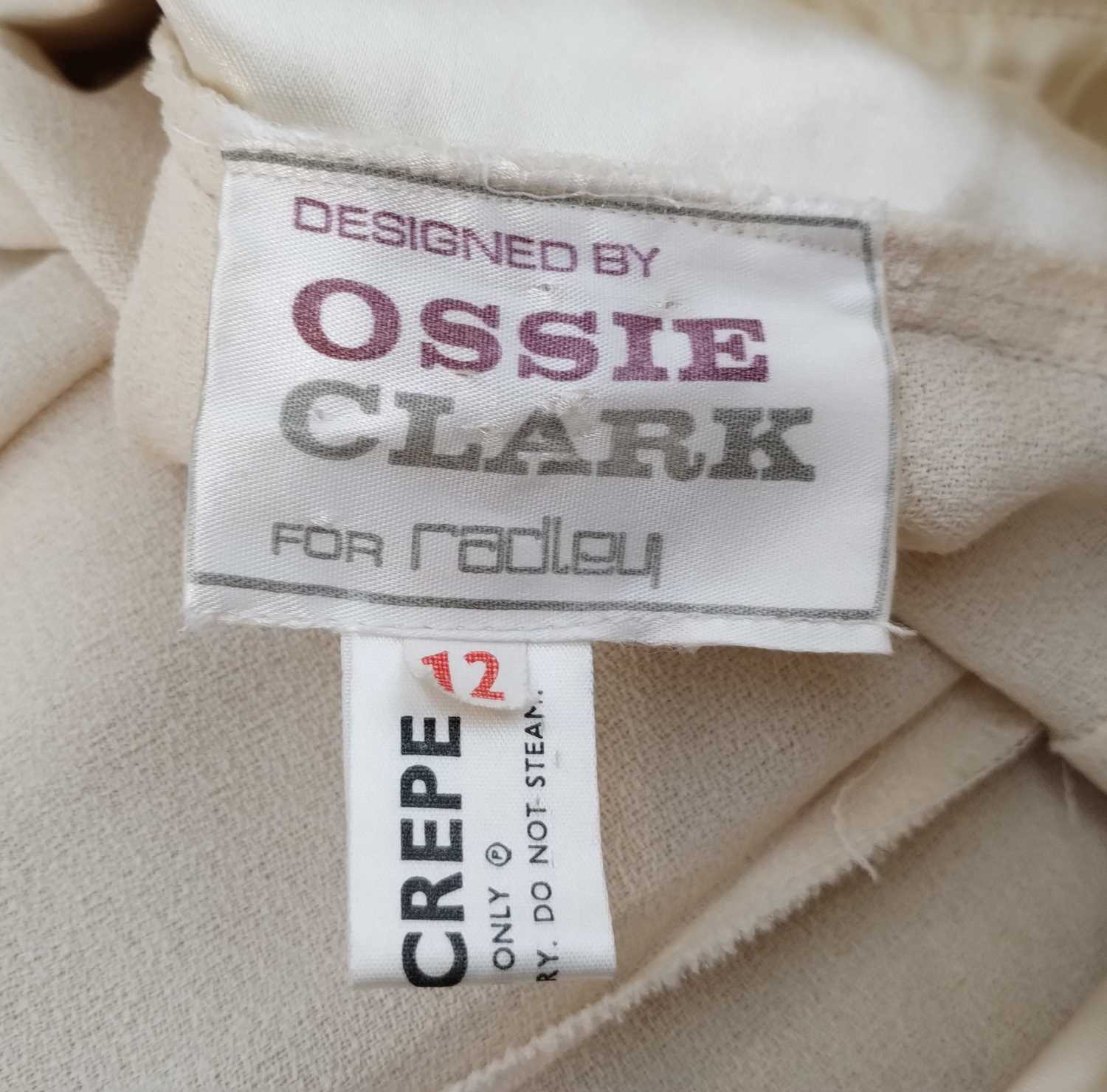 Ossie Clark for Radley Cream Moss Crepe Mini Dress, with long sleeves, mounted with cream satin type - Bild 9 aus 23