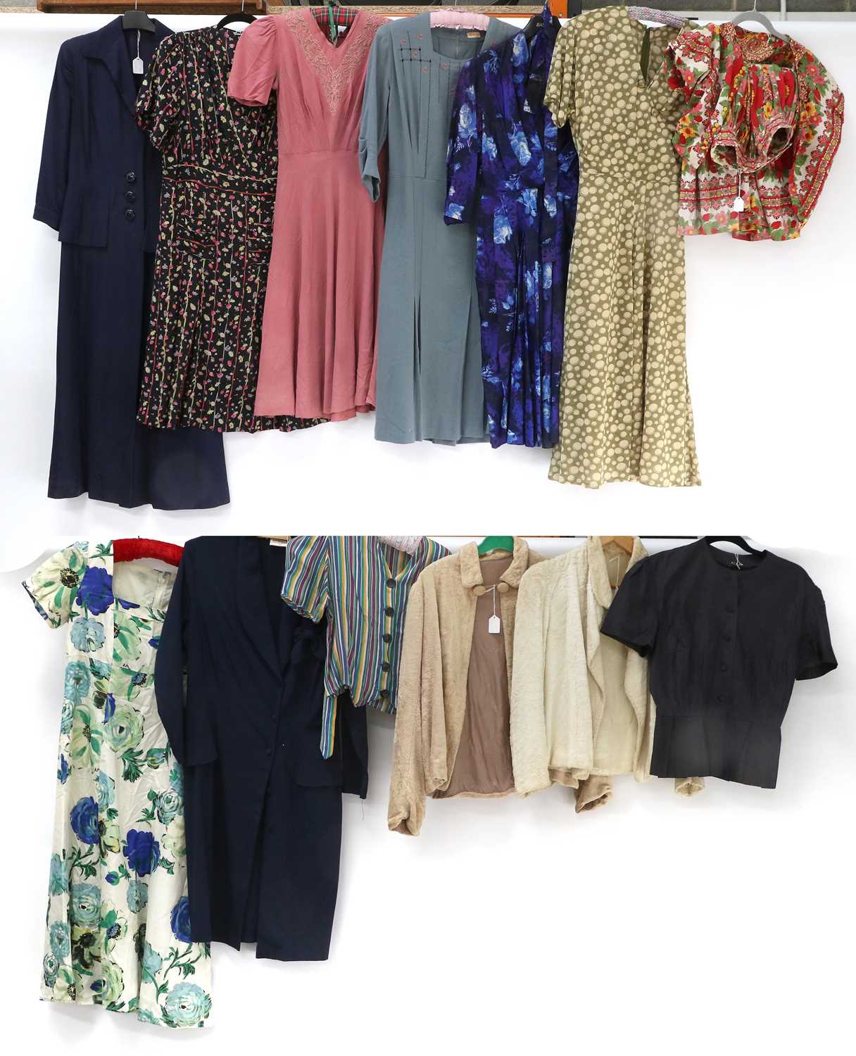 Assorted Circa 1950s and Later Ladies Day Wear, Crepe Dresses and Jackets, comprising a cotton two