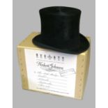 Lock & Co Black Silk Top Hat, initialled 'JSM' in a Herbert Johnson card hat box 20.5cm by 16.7cm,