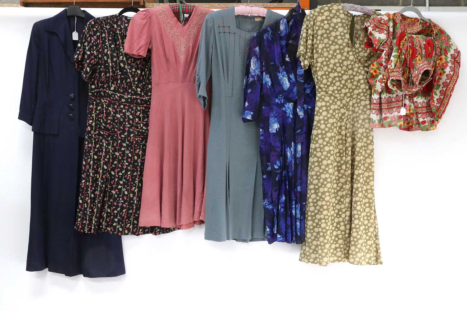 Assorted Circa 1950s and Later Ladies Day Wear, Crepe Dresses and Jackets, comprising a cotton two - Image 3 of 3