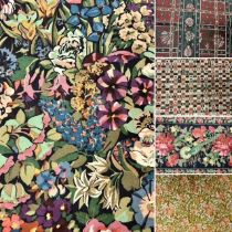 Liberty and Sanderson Printed Textiles, comprising a pair of Liberty 'Cottage Garden' pattern