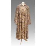 Circa 1970/80 Jean Varon A-Line Map Kaftan Style Dress, in caramel, black and brown, multi pleated