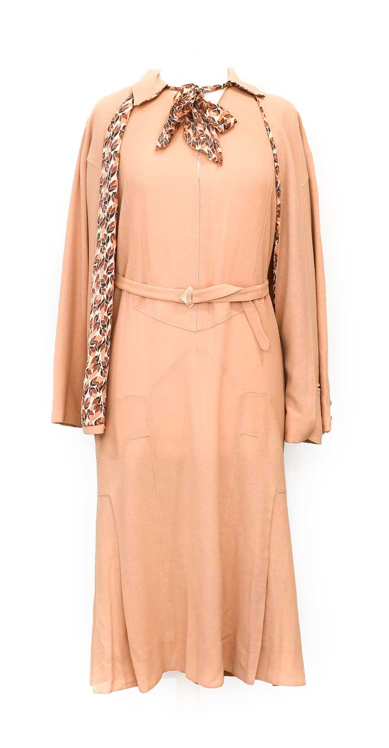 Circa 1930s and Later Ladies Evening Wear, comprising a peach crepe day dress, matching jacket - Image 5 of 53