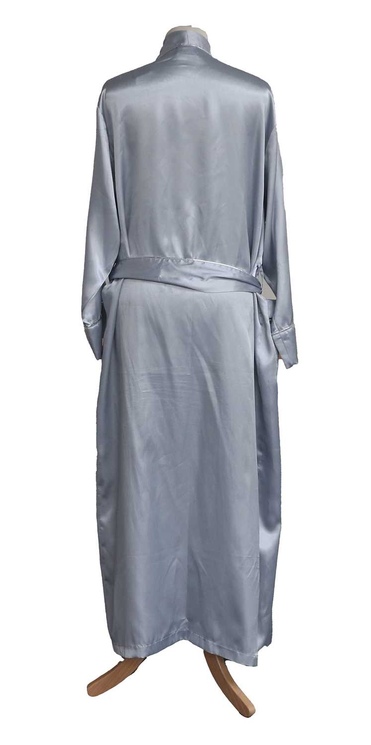 Circa 1990s Vivienne Westwood Pale Blue Silk Type Dressing Robe, embroidered with the orb to the - Image 2 of 4