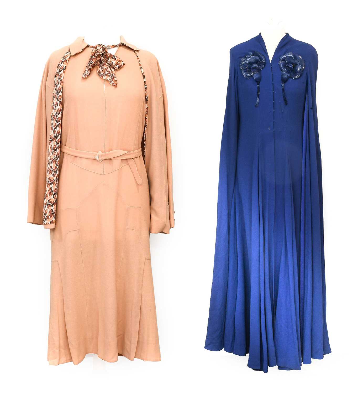 Circa 1930s and Later Ladies Evening Wear, comprising a peach crepe day dress, matching jacket - Image 4 of 53