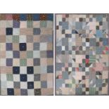 20th Century American Patchwork Quilt, constucted from large squares of mainly shirting cottons,