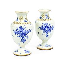 A Near Pair of Worcester Porcelain Pot Pourri Vases, circa 1770, of baluster form, with pierced