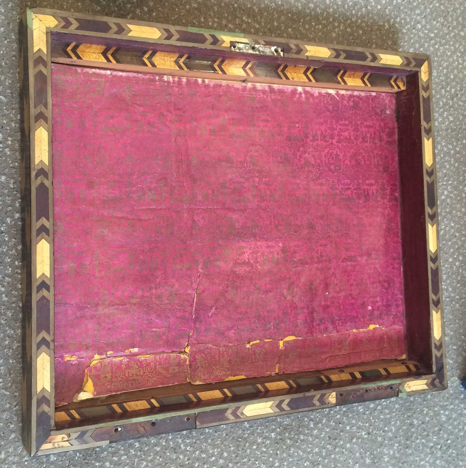 A Parquetry Sewing Box, early 19th century, allover decorated in stained and coloured woods with - Image 11 of 11