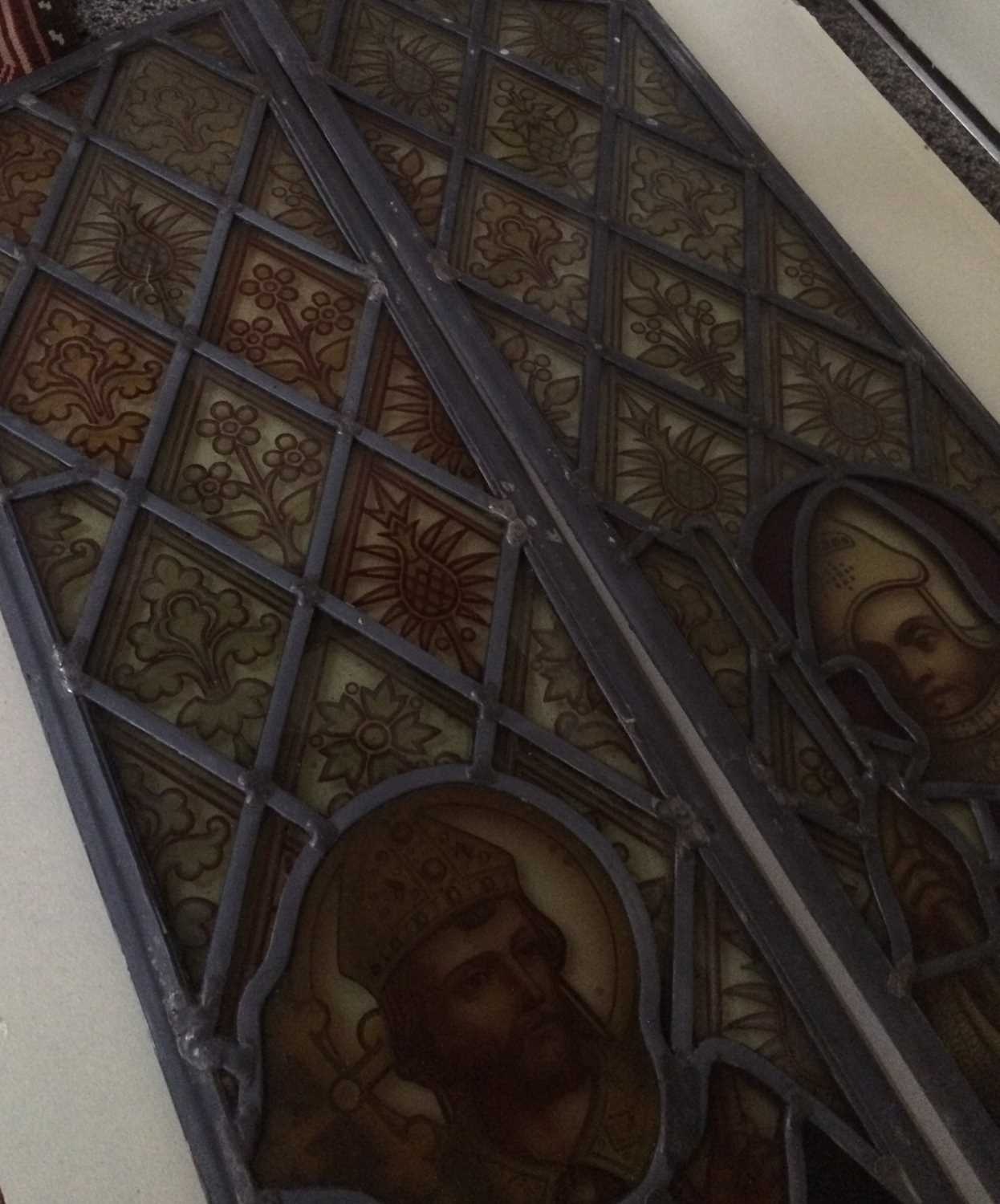 A Set of Four Victorian Stained Glass Panels, combining to form an arch, depicting St Andrew, St - Image 10 of 22