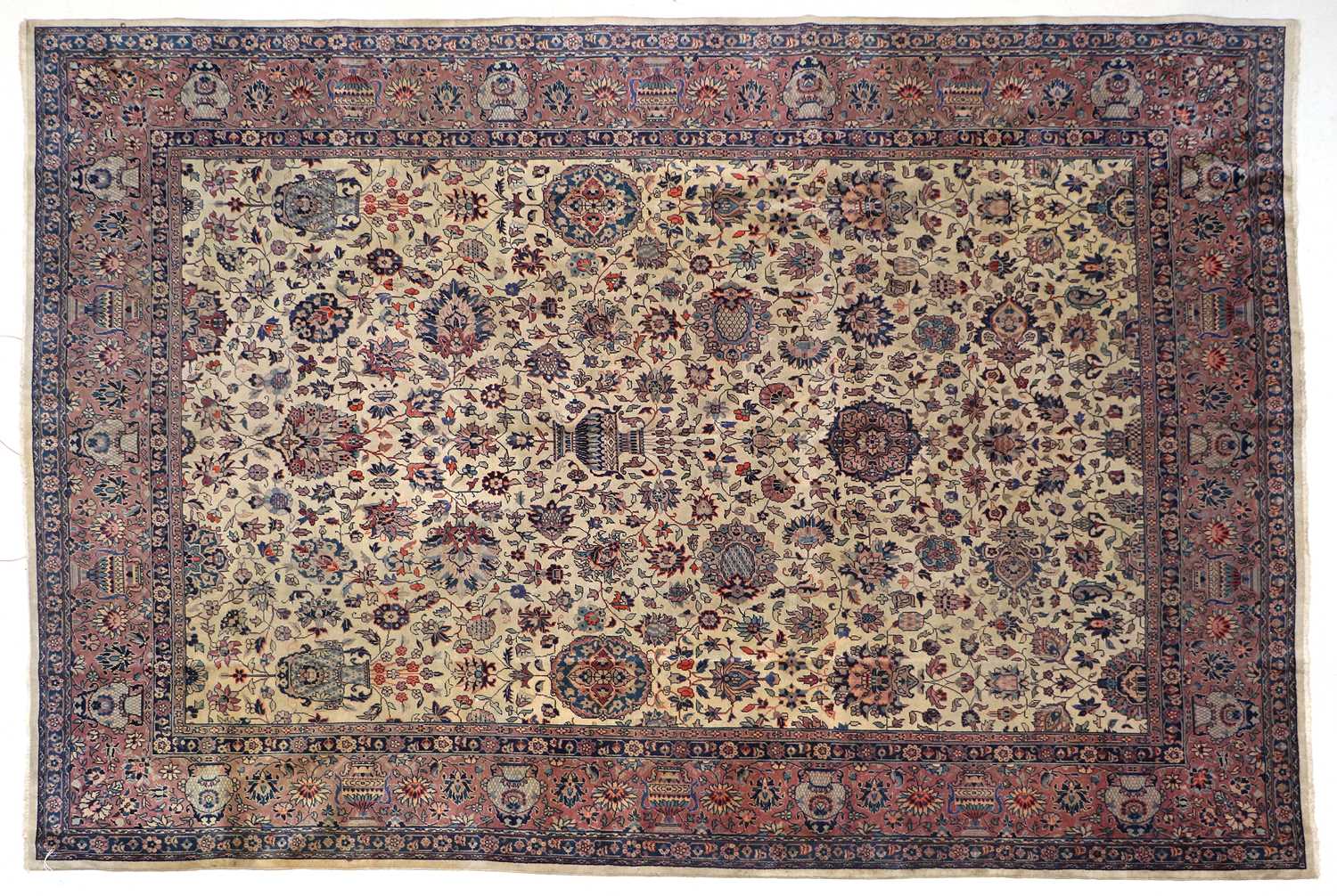 Tabriz Carpet North West Iran, circa 1930 The ivory ground with an allover one-way design of large