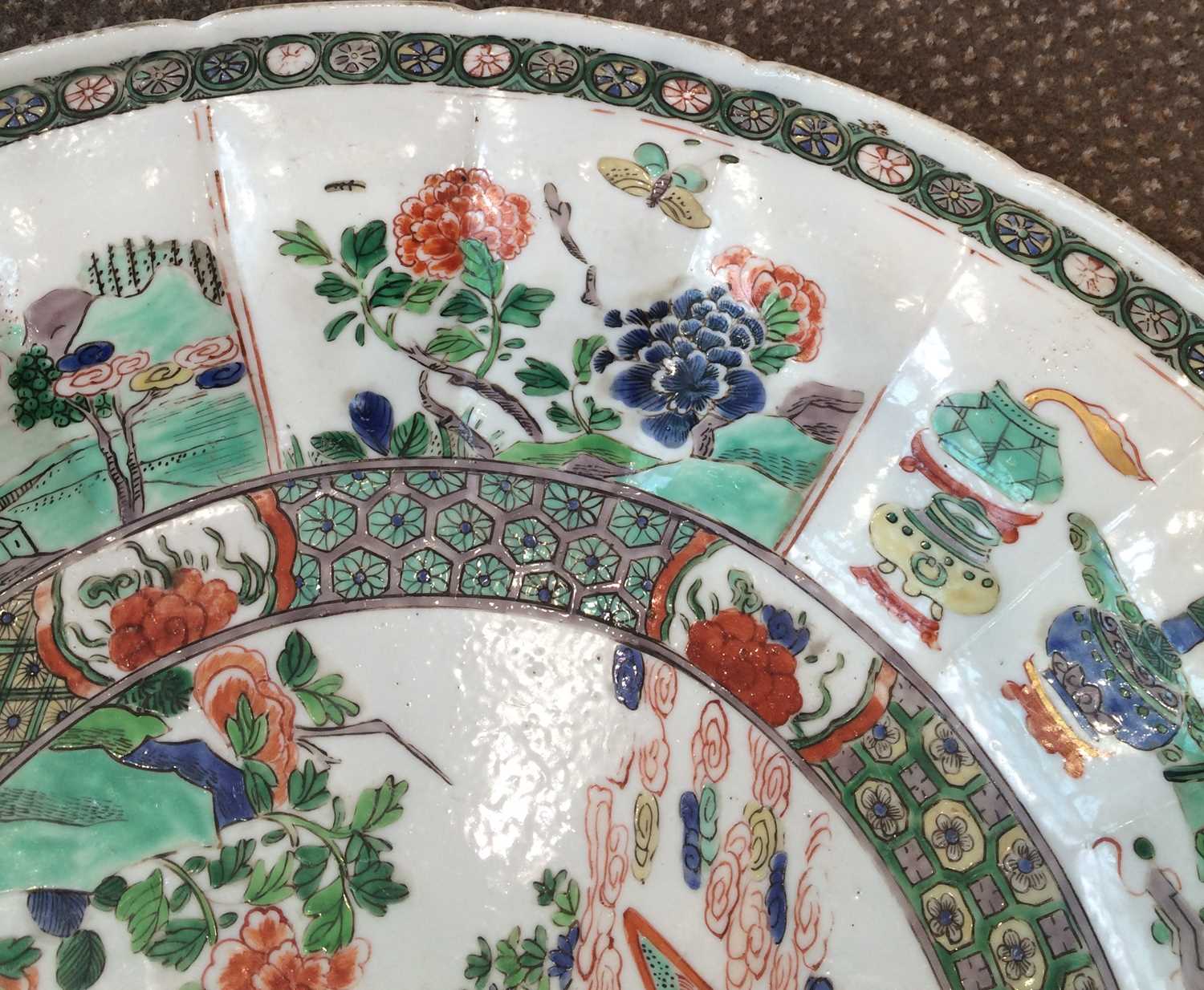 A Chinese Porcelain Dish, Kangxi, of circular form, painted in famille verte enamels with phoenix - Image 4 of 12