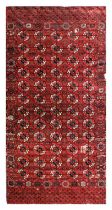 ~ Tekke Main Carpet Probably Merv, late 19th century The rich madder field with five rows of