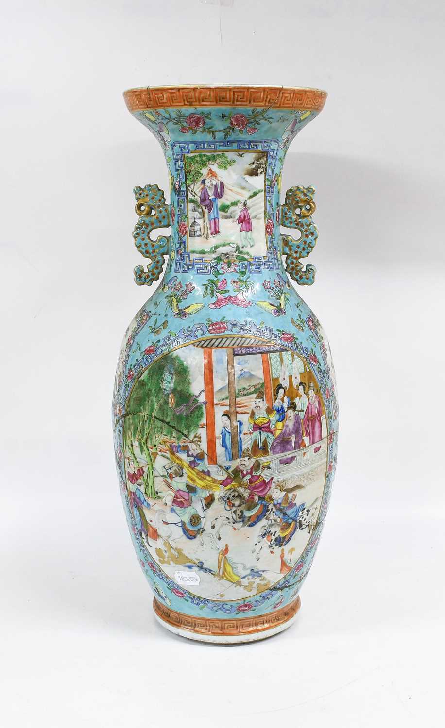 A Chinese Porcelain Vase, early 19th century, of baluster form, the flared neck with mythical - Bild 2 aus 15