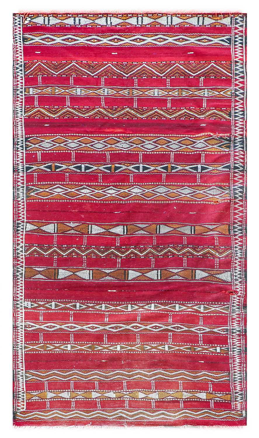 ~ Kurdish Flat Woven Rug North West Iran, circa 1930 The field comprised of polychrome bands of - Image 2 of 4