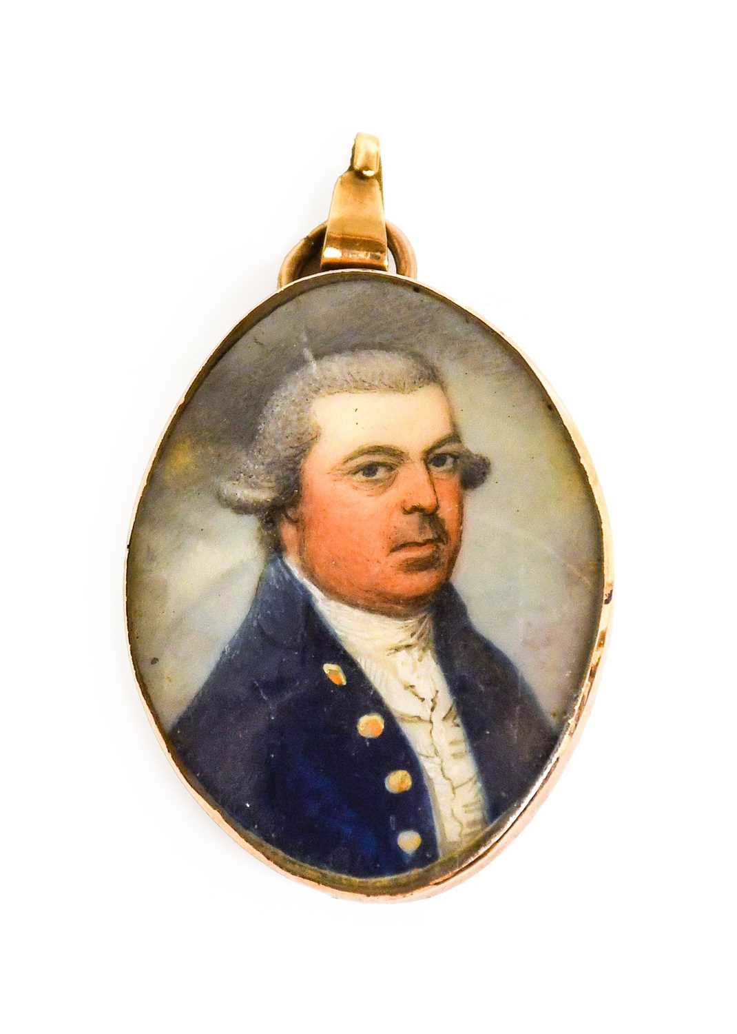 English School (late 18th century): Miniature Portrait of a Gentleman, bust length, with powdered