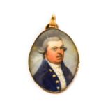 English School (late 18th century): Miniature Portrait of a Gentleman, bust length, with powdered