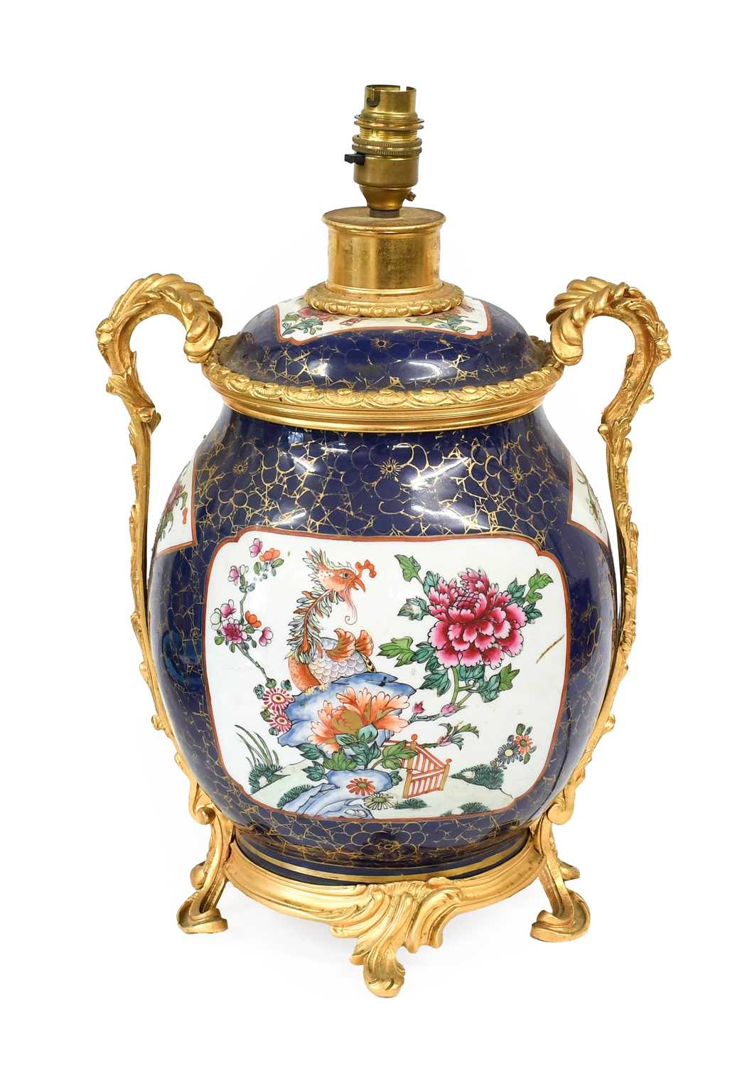 A Chinese Porcelain Ginger Jar and Cover, 18th century, with later gilt bronze mounts and now as a - Image 2 of 12