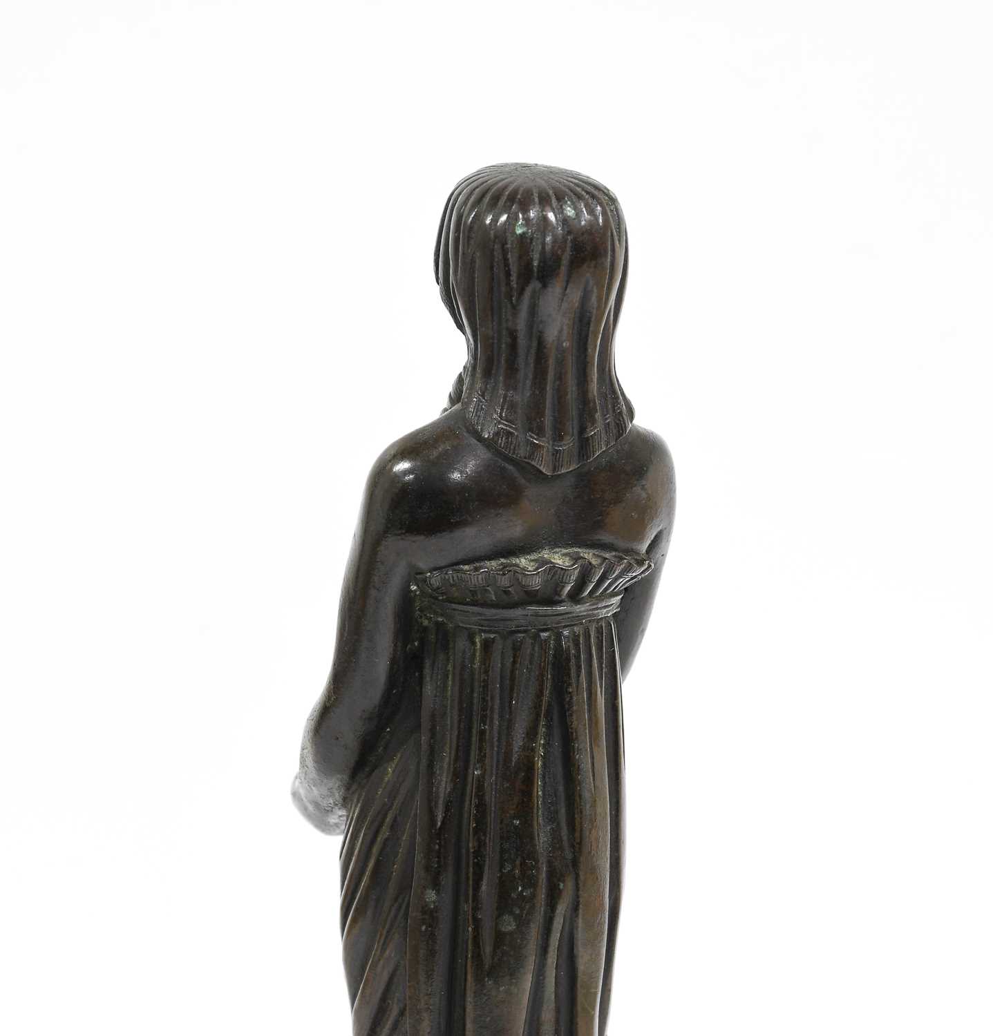 French School (early 19th century): A Bronze Figure of a Maiden, standing wearing flowing robes - Image 2 of 2