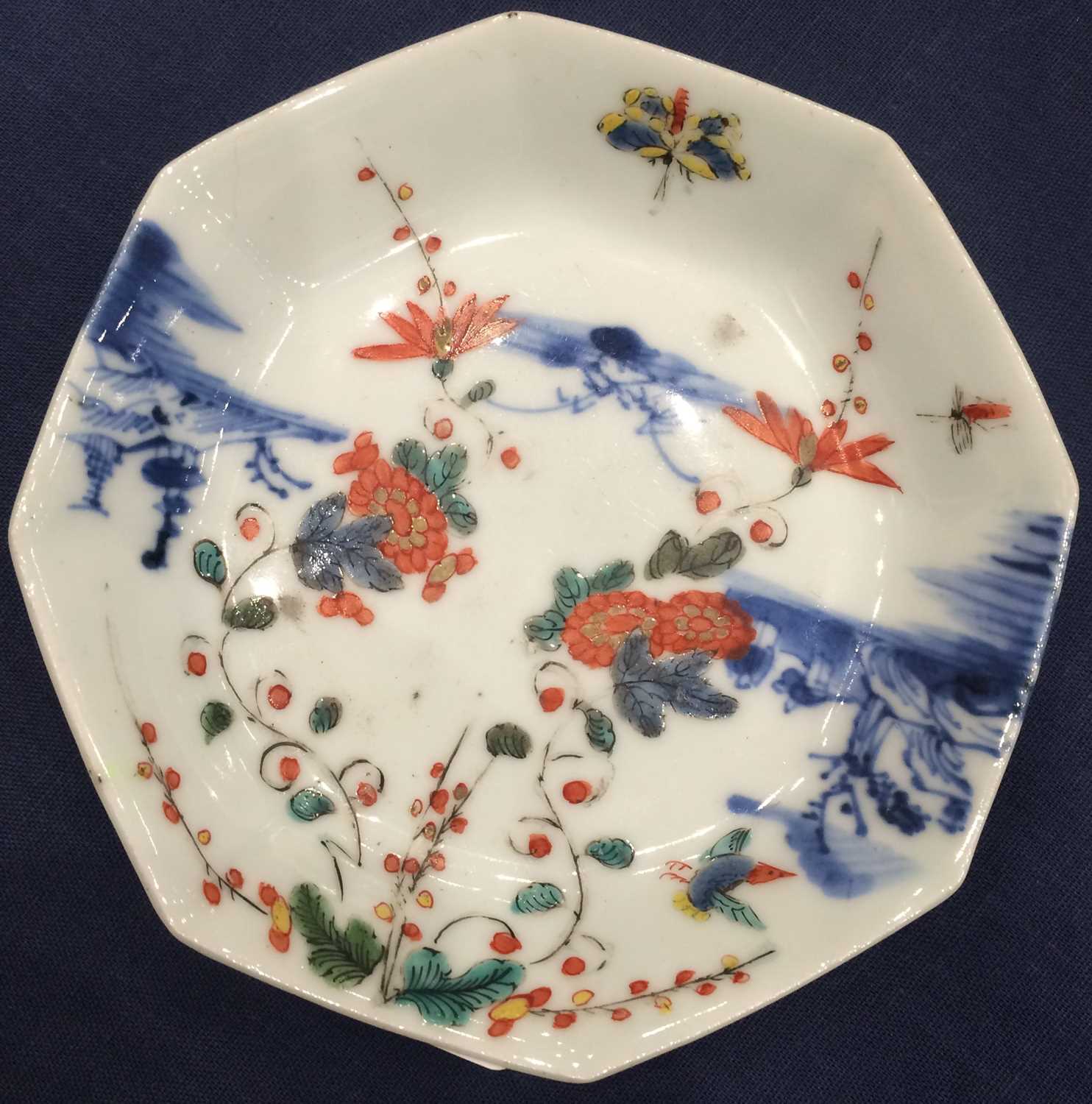 A Chinese Porcelain Dutch Decorated Teabowl and Saucer, 18th century, octagonal in form, painted - Image 5 of 10