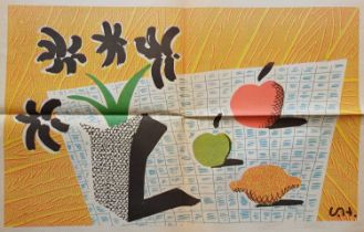 Hockney (David) ‘Two Apples & One Lemon & Four Flowers’, lithographic colour print described on