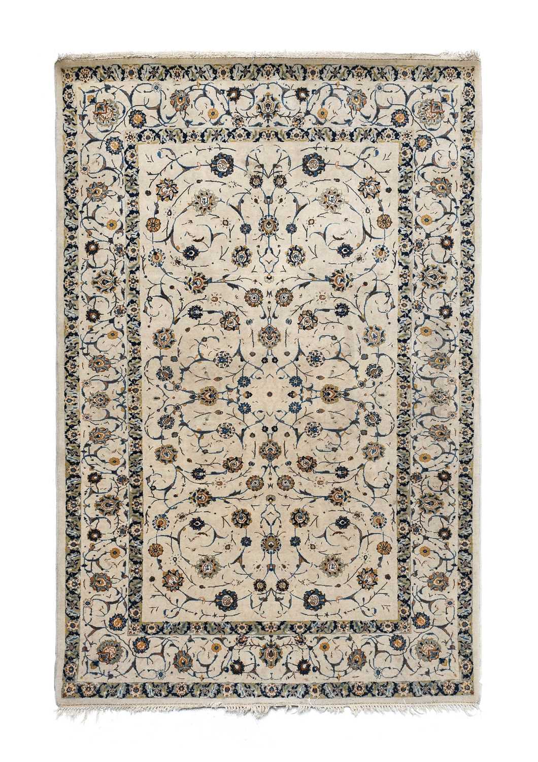 Kashan Rug Central Iran, circa 1940 The ivory field with an allover design of palmettes and vines - Image 3 of 4