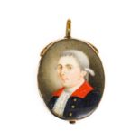 English School (late 18th century): Miniature Portrait of a Gentleman, bust length, with powdered