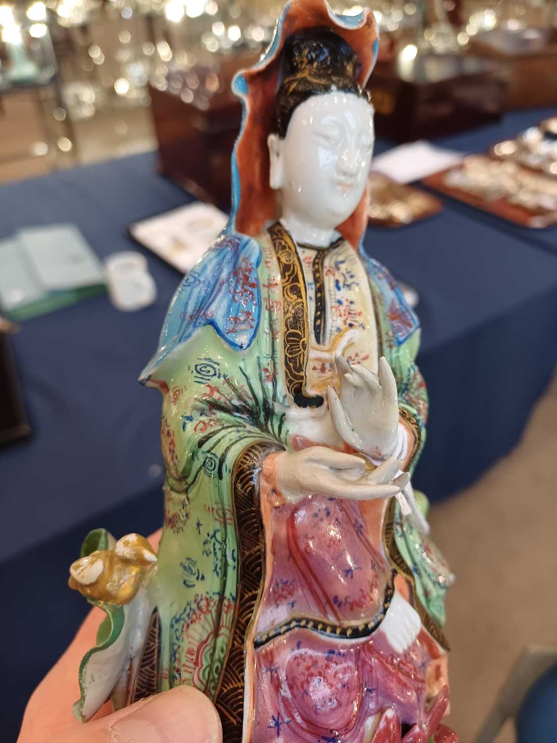A Chinese Porcelain Figure of Guanyin, Qing Dynasty, late 18th/19th century, typically modelled - Image 10 of 13