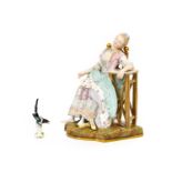 A Meissen Porcelain Figure, 19th century, "Seeping Louise" after the original by Michel Victor