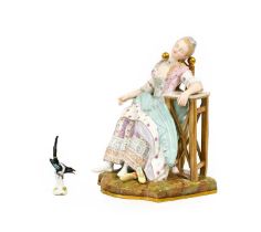 A Meissen Porcelain Figure, 19th century, "Seeping Louise" after the original by Michel Victor