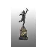 After the Antique: A Bronze Figure of Eros, standing holding a lightning bolt in his raised left