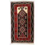 ~ Unusual Wool and Metal Thread Kilim Probably Thrace, circa 1960 The charcoal and ivory field