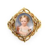 Attributed to Margaret Stewart: Miniature Portrait of P K Stewart, aged 2, half length, wearing a