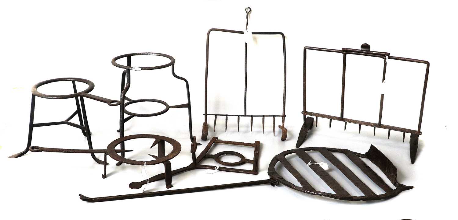An Irish Wrought Iron Harnen Stand, 18th/19th century, of horse shoe form and with strut stand - Image 2 of 3