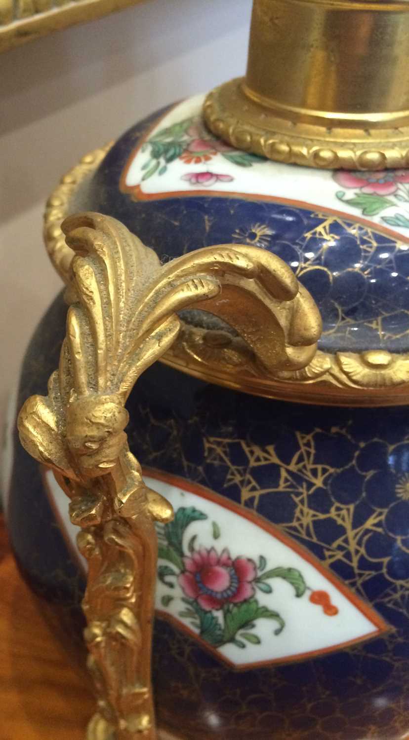 A Chinese Porcelain Ginger Jar and Cover, 18th century, with later gilt bronze mounts and now as a - Image 4 of 12