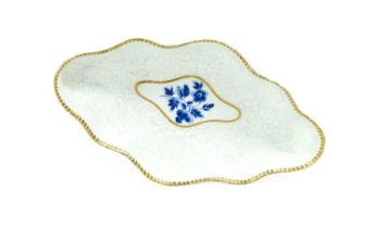 A Worcester Spoon Tray, circa 1770, of lobed lozenge form and crisply moulded with a wide border