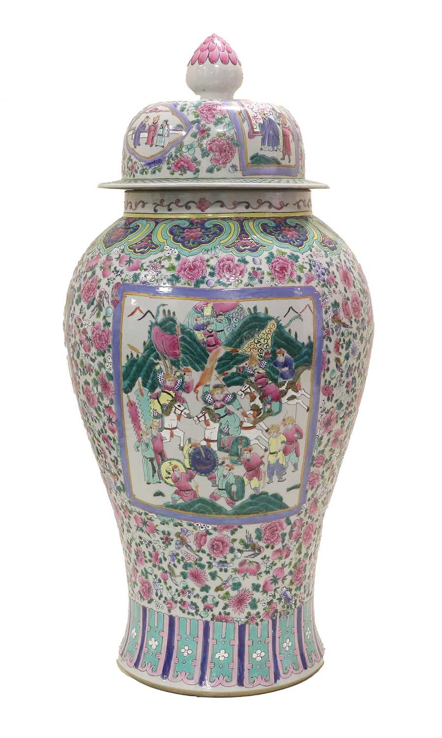 A Large Pair of Chinese Porcelain Floor Vases and Covers, Tongzhi marks but late 20th century, - Image 2 of 37