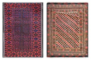 ~ Baluch Rug North East Iran, circa 1900 The field of stylised plants enclosed by madder borders