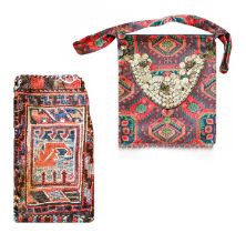 ~ Kurdish Flat Woven Vanity Bag, early 20th century The field of geometric motifs enclosed by