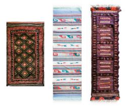 ~ Narrow Baluch Mixed Technique (Flat Woven and Piled) Runner The compartmentalised field of "S"