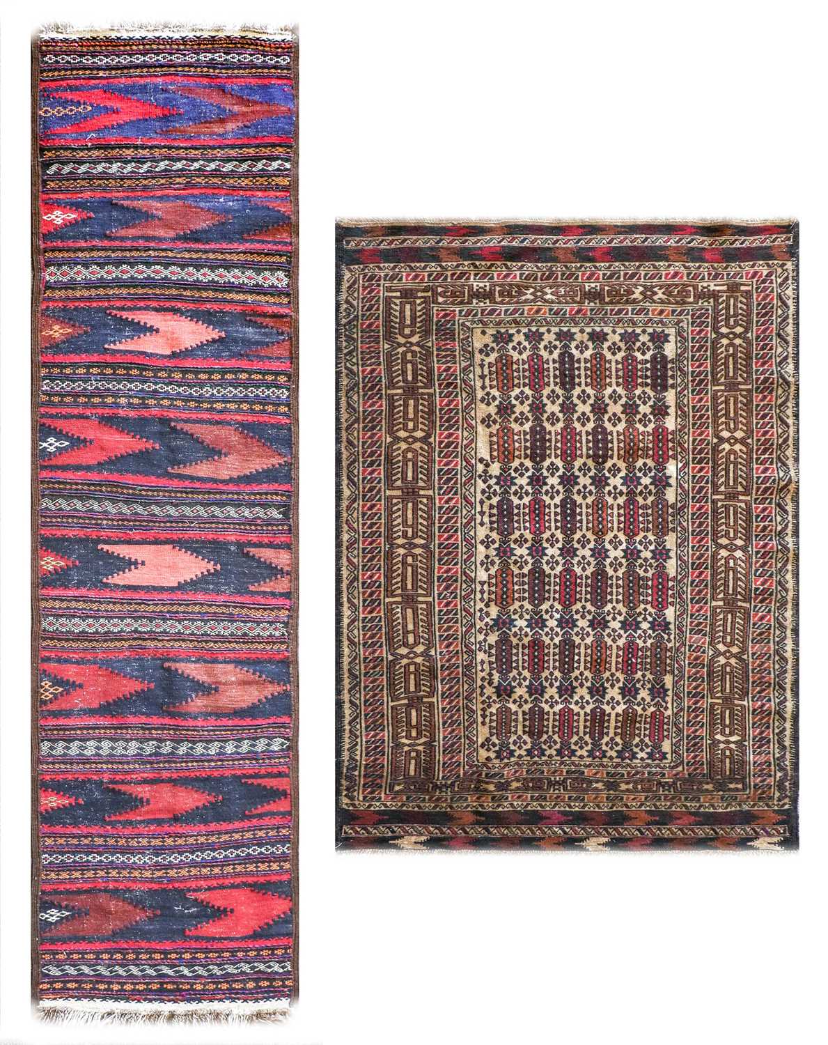 ~ Narrow Baluch Kilim Runner West Afghanistan, circa 1980 The field comprised of bands of polychrome