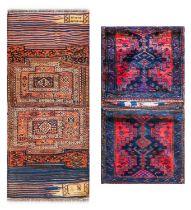 ~ Bakhtiari Piled and Soumakh Woven Panel West Iran, circa 1930 Each panel with tribal motifs