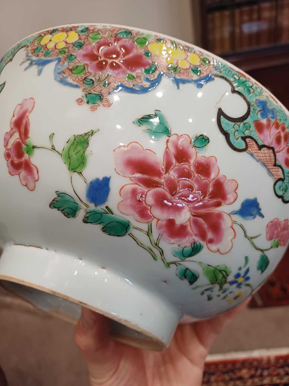 A Chinese Porcelain Bowl, Qianlong, painted in the famille rose palette with trailing peonies - Image 5 of 9